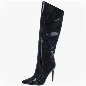 NINE WEST Women’s Patent Shiny Taler Heeled Black Boots Size 8